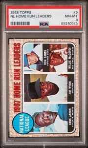NL Home Run Leaders Aaron Wynn Santo McCovey 1968 Topps #5 PSA 8