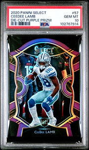 Ceedee Lamb 2020 Panini Select Die Cut Purple Prizm Rookie PSA 10