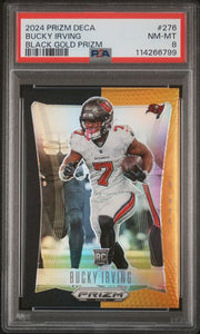 Bucky Irving 2024 Prizm Deca Black Gold Prizm #'d 4/5 PSA 8
