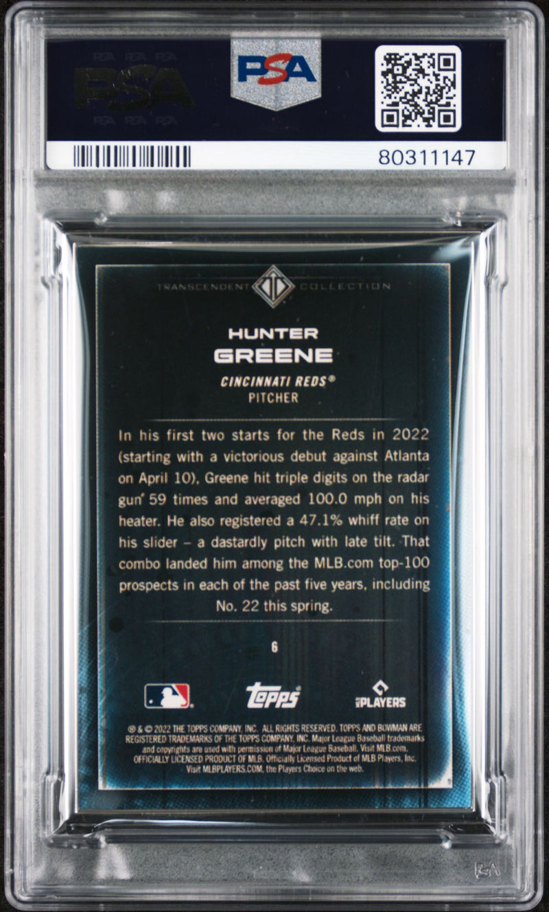 Hunter Greene 2022 Bowman Transcendent Collection Bowman Icons /50 Pitching PSA 10