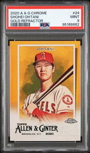 Shohei Ohtani 2020 Allen & Ginter Chrome gold refractor #'d 15/50 PSA 9