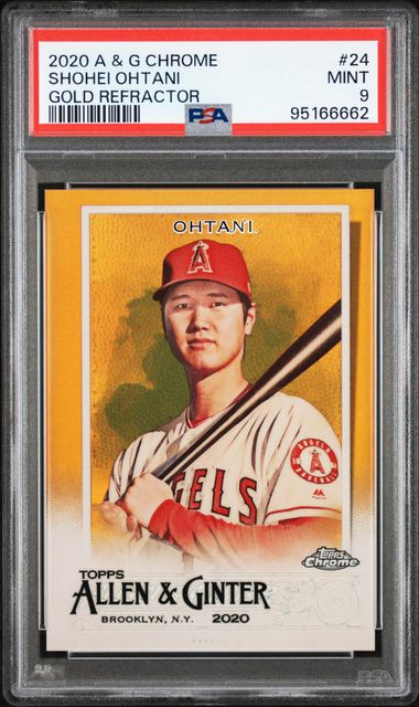 Shohei Ohtani 2020 Allen & Ginter Chrome gold refractor #'d 15/50 PSA 9