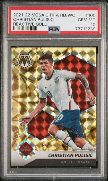 Christian Pulisic 2021-22 Panini Reactive Gold Mosaic Fifa Road To The World Cup PSA 10