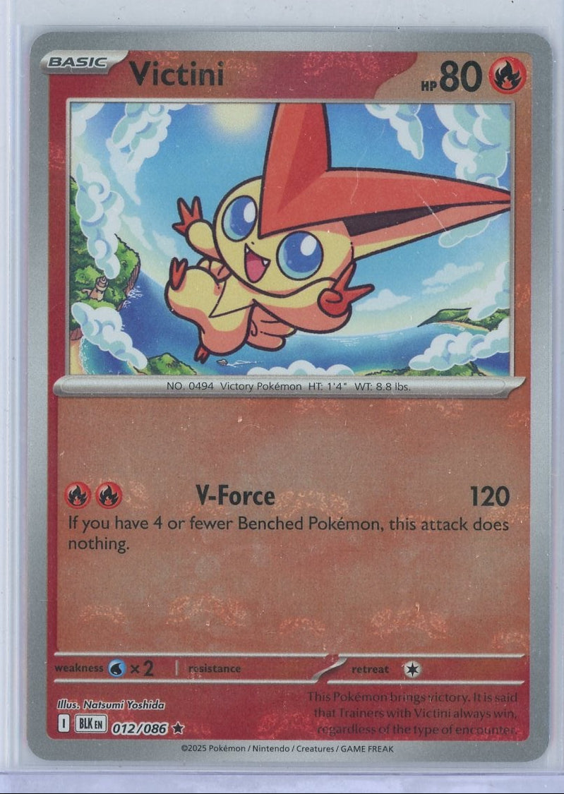 Victini Pokémon Black Bolt Master Ball Holo #012/086