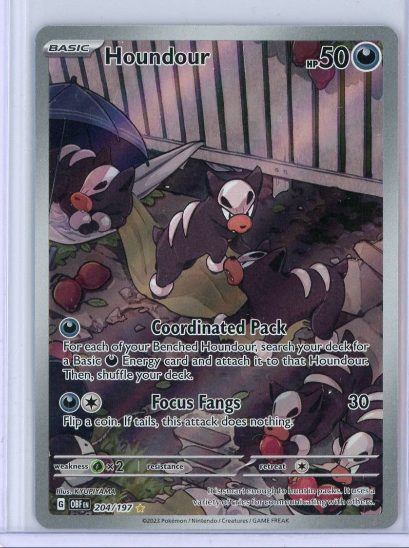 Houndour Pokémon Obsidian Flames Illustration Rare #204/197