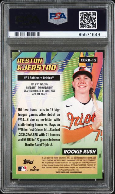 Heston Kjerkstad 2024 Topps Chrome All-Etch Rookie Rush PSA 10