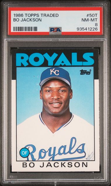 Bo Jackson 1986 Topps Traded rookie card PSA 8