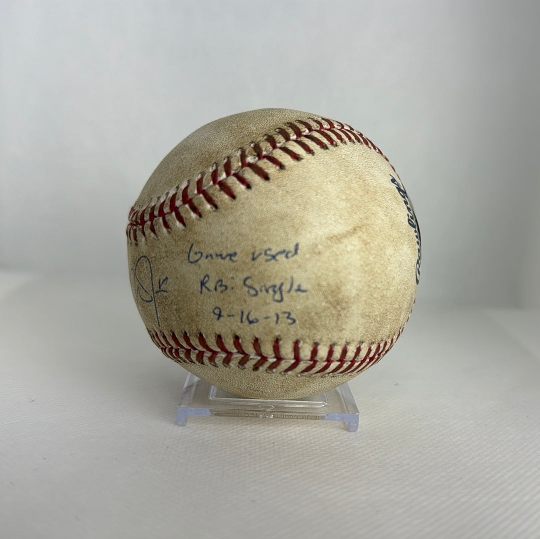 Mike Trout Autographed MLB Game Used Single Career Hit 383 RBI 182 09/06/13