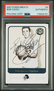 Bob Cousy 2001 Fleer Greats of the Game #6 IP Autograph PSA Authentic