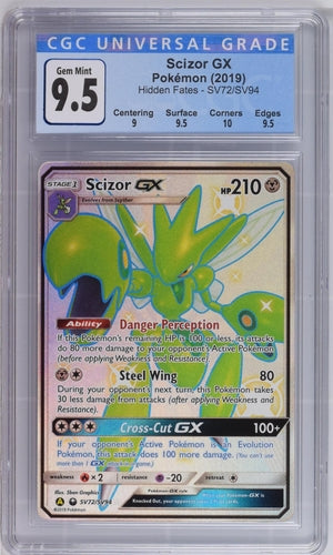 Scizor GX Pokémon Hidden Fates Shiny Full Art #sv72/sv94 CGC 9.5