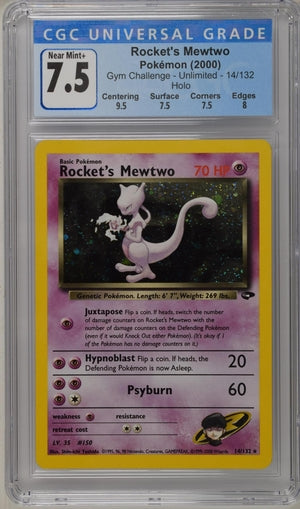 Rocket's Mewtwo 2000 Pokemon Gym Challenge holo #14/132 CGC 7.5 w/ subgrades