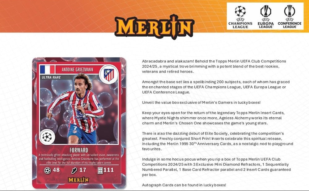 2024-25 Topps UEFA Club Competitions Merlin Chrome Soccer Breaker's Delight Box