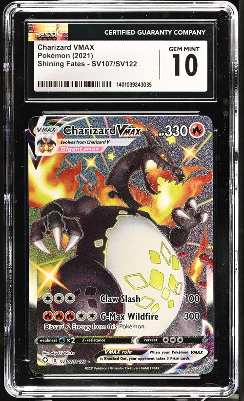 Charizard Vmax Pokémon Shining Fates Shiny Holo Rare #SV107/SV122 CGC 10