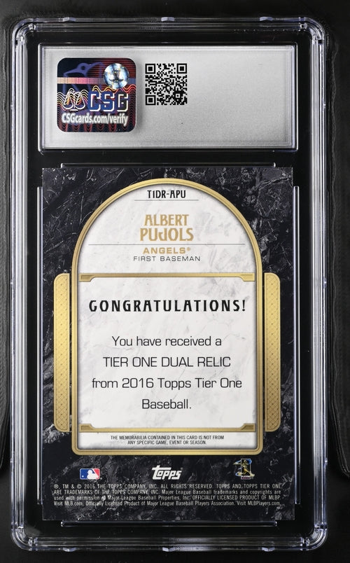Albert Pujols 2016 Topps Tier One Relics Dual Patches 