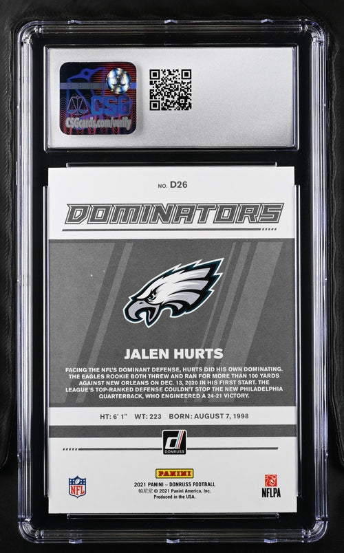 Jalen Hurts 2021 Panini Donruss Dominators CSG 10