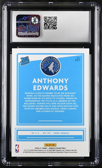 Anthony Edwards 2020-21 panini Donruss Rated Rookie CSG 9