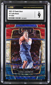 Luka Doncic 2021-22 Panini Select Tri-Color Prizm CSG 9