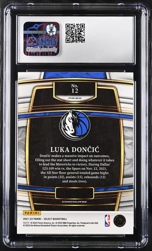 Luka Doncic 2021-22 Panini Select Tri-Color Prizm CSG 9