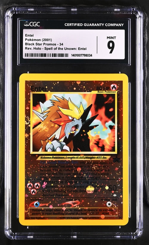 Entei Pokémon 2001 Black Star Promo Spell of the Unknown Reverse Holofoil 