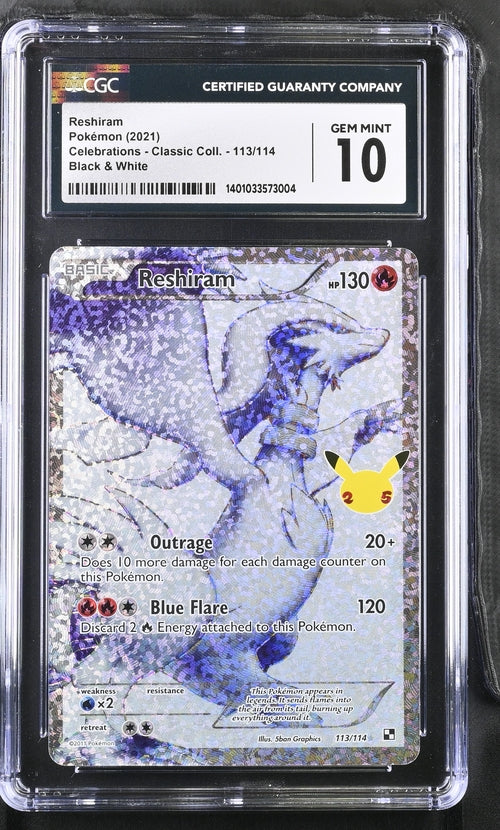 Reshiram Pokémon Celebrations Classic Collection Black & White Full Art CGC 10