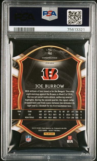 2020 Panini Select Blue Die-Cut Prizm Joe Burrow Rookie offers PSA 9