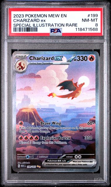 2023 Pokemon Mew EN-151 Charizard EX Special Illustration Rare 199 PSA 8
