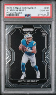 Justin Herbert 2020 Panini Chronicles Prizm Black rookie card PSA 10