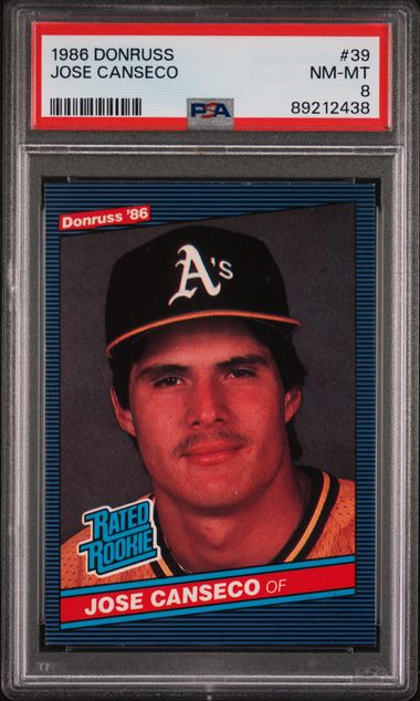Jose Canseco 1986 Donruss rookie card #39 PSA 8