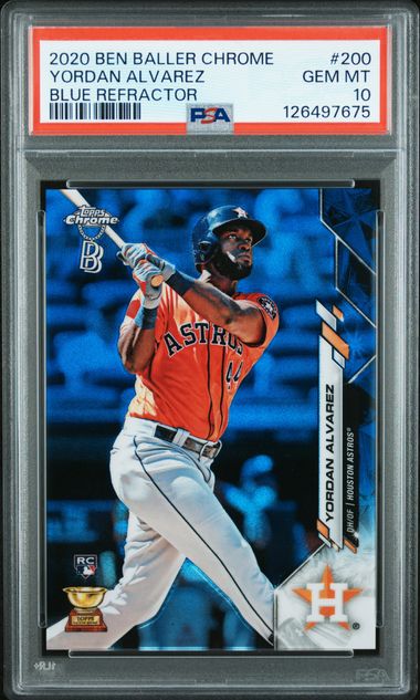 Yordan Alvarez 2020 Ben Baller Chrome Blue Refractor #'d 36/50 PSA 10