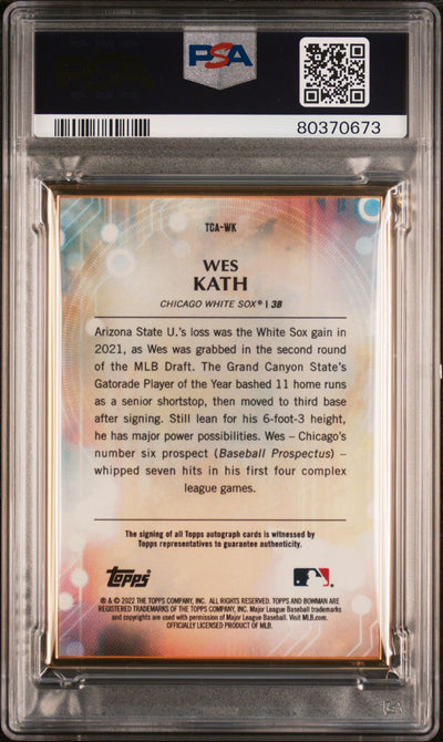 Wes Kath 2022 Bowman Transcendent blue autograph #'d 06/10 PSA 9