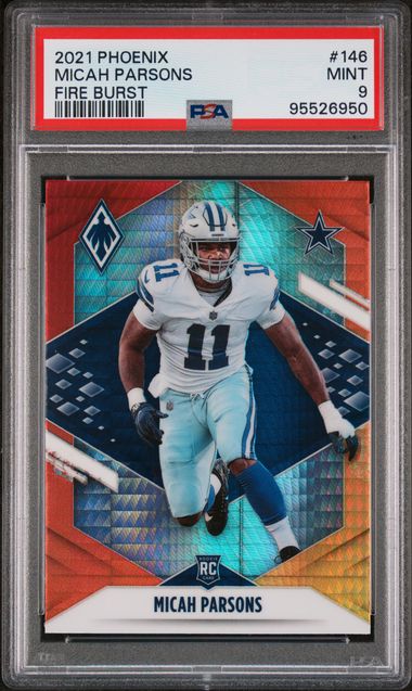 Micah Parsons 2021 Panini Phoenix Fire Burst PSA 9
