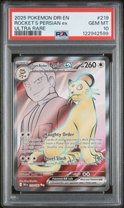 Team Rocket's Persian EX Pokémon Destined Rivals Ultra Rare #219/182 PSA 10