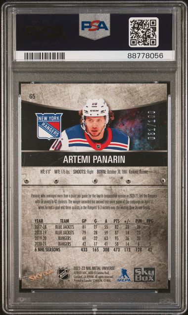 Artemi Panarin 2021-22 SkyBox Metal Universe Precious Metal Gems Red 