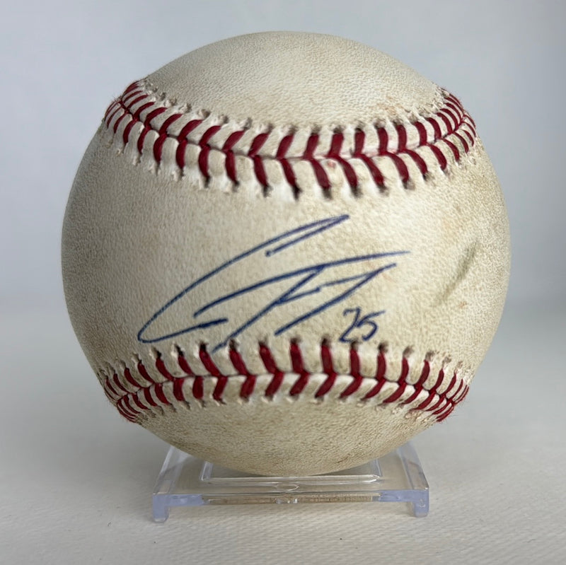 Gleyber Torres Autographed MLB Game Used Single Career Hit 83 RBI 54 55 08/24/18