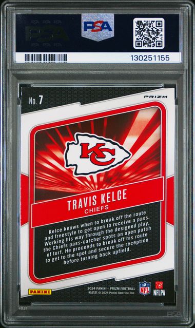 Travis Kelce 2024 Panini Prizm Hype Green Wave PSA 10