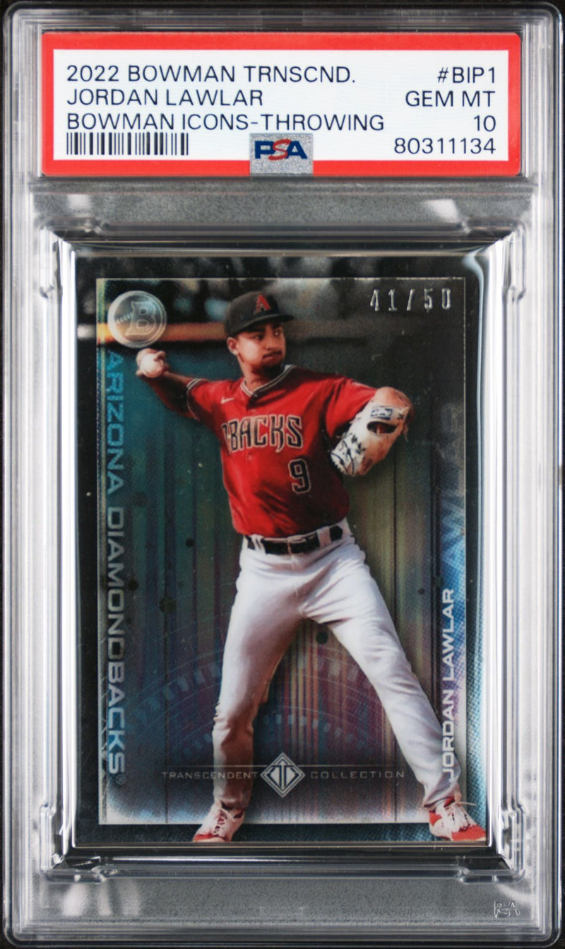 Jordan Lawler 2022 Bowman Transcendent Collection Bowman Icons /50 Throwing PSA 10