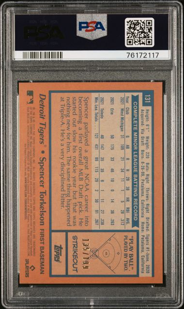 Spencer Torkelson 2022 Topps Archives Rainbow Foil /199 PSA 10