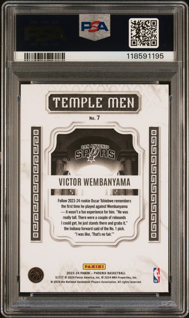 Victor Wembanyama 2023 Phoenix Temple Men Blue Ice RC PSA 10