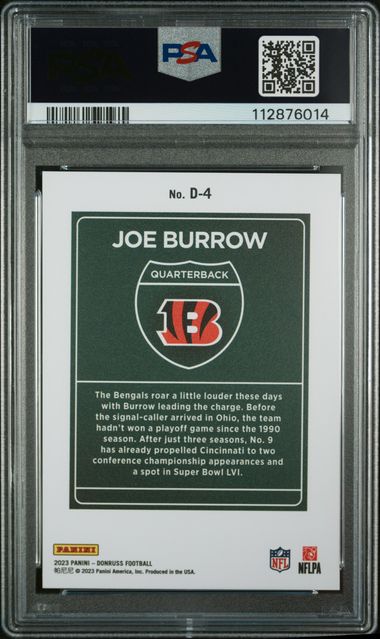 Joe Burrow 2023 Panini Donruss Downtown PSA 9