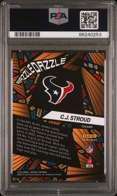 CJ Stroud 2023 Panini Mosaic Razzle Dazzle rookie card PSA 10