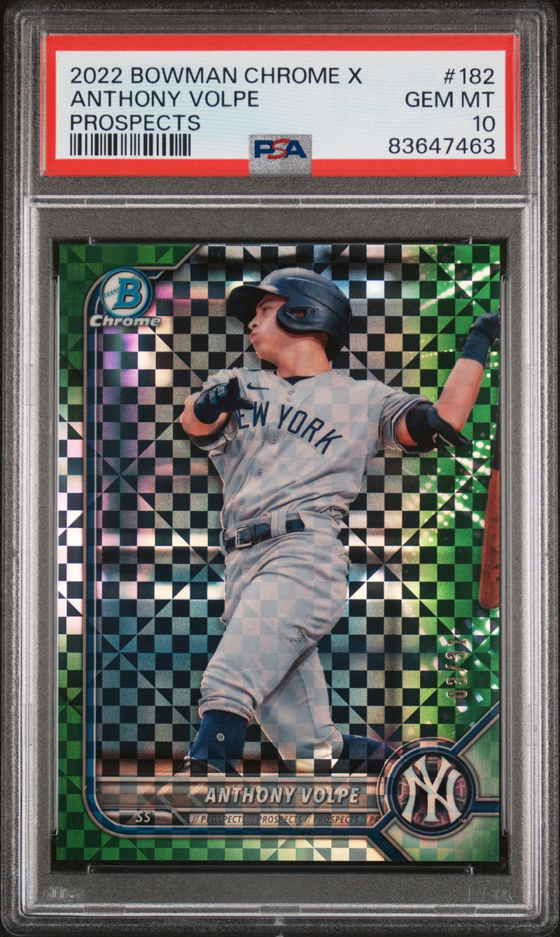 Anthony Volpe 2022 Bowman Chrome X Green X-Fractor 