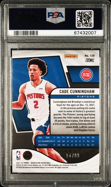 Cade Cunningham 2021 Panini Revolution Cosmic Rookie #'d 14/99 PSA 10