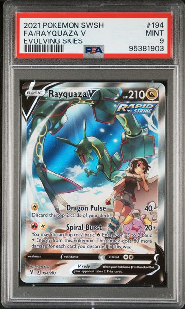 Rayquaza V Full-Art 2021 Pokemon Evolving Skies #194/203 PSA 9