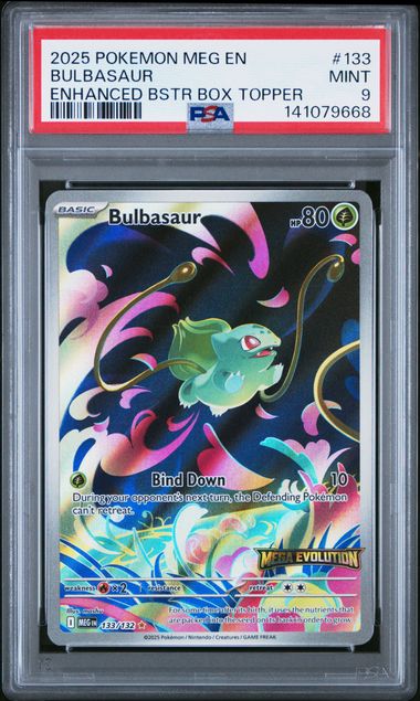 Bulbasaur Pokémon Mega Evolution Enhanced Box Topper #133/132 PSA 9