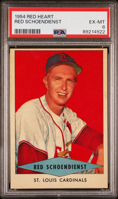 Red Schoendienst 1954 Red Heart PSA 6