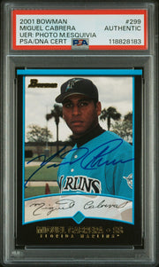 Miguel Cabrera 2001 Bowman #299 Error Card IP Autograph PSA Authentic