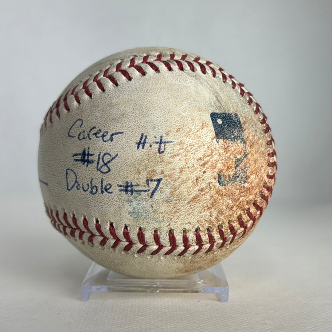 Pete Alonso Autographed MLB Game Used Double Career Hit 18 Double 7 04/13/19