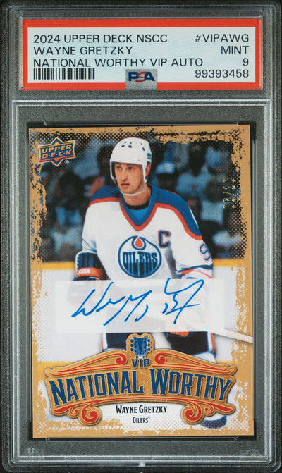 Wayne Gretzky 2024 Upper Deck VIP National Worthy Autograph #'d 06/10 PSA 9