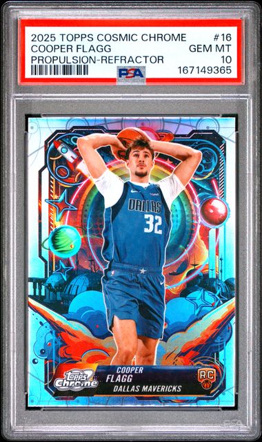 Cooper Flagg 2025 Topps Cosmic Chrome Propulsion Refractor Rookie PSA 10