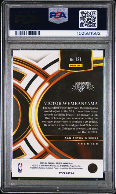 Victor Wembanyama 2023 Panini Select Green Shock Prizm Rookie Card PSA 10